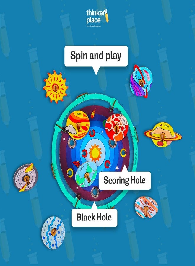 ThinkerPlace DIY Solar Wars Spin Tops | Build, Color & Play with Solar System Spin Tops | STEM Educational Toy for Kids Age 3, 4, 5+ Years | Science & Learning Toy | 9 Spin Tops & Game Arena - Image 3